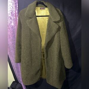 Cozy Olive Long Teddy Jacket